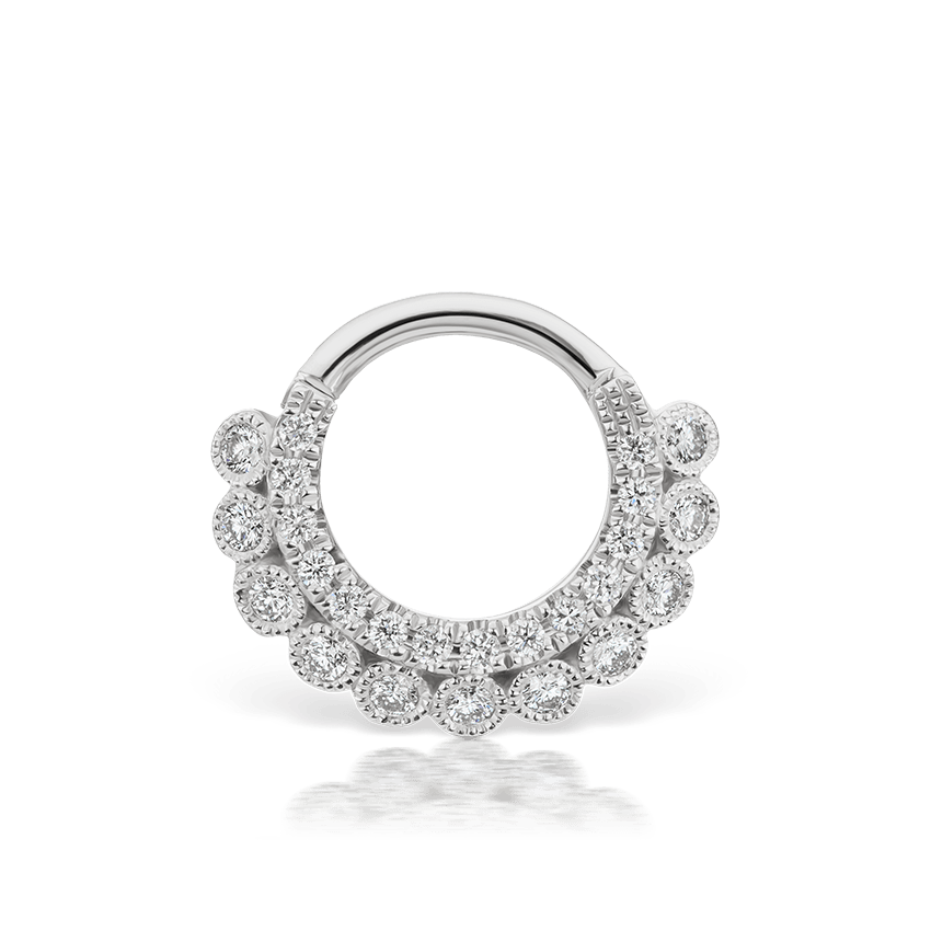 Diamond Double sided Apsara Hoop Earring White Gold 6.5mm