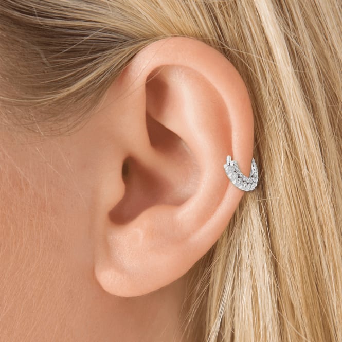 Diamond Double sided Apsara Hoop Earring White Gold 6.5mm