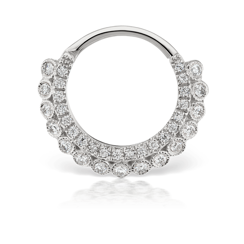 Diamond Double sided Apsara Hoop Earring White Gold 9.5mm