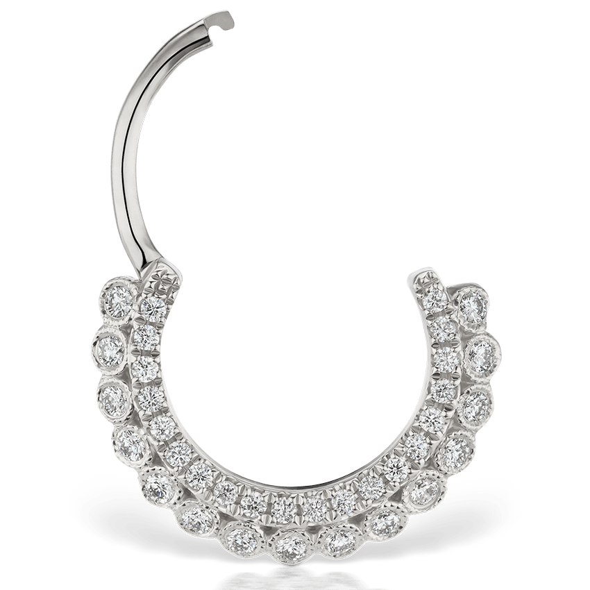 Diamond Double sided Apsara Hoop Earring White Gold 9.5mm