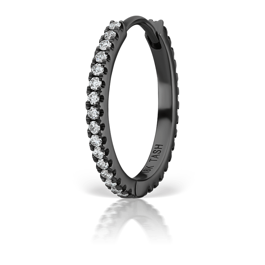 Diamond Eternity Hoop Earring Black Gold 12.5mm