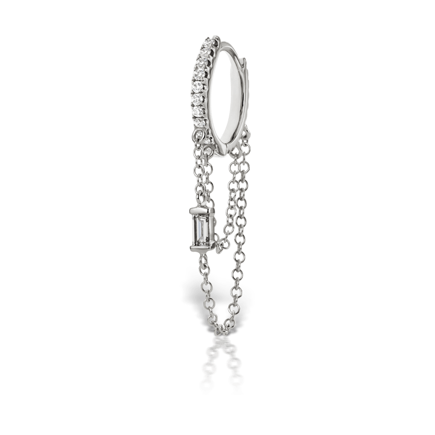 Diamond Eternity Hoop with Baguette Diamond and 2 Chains