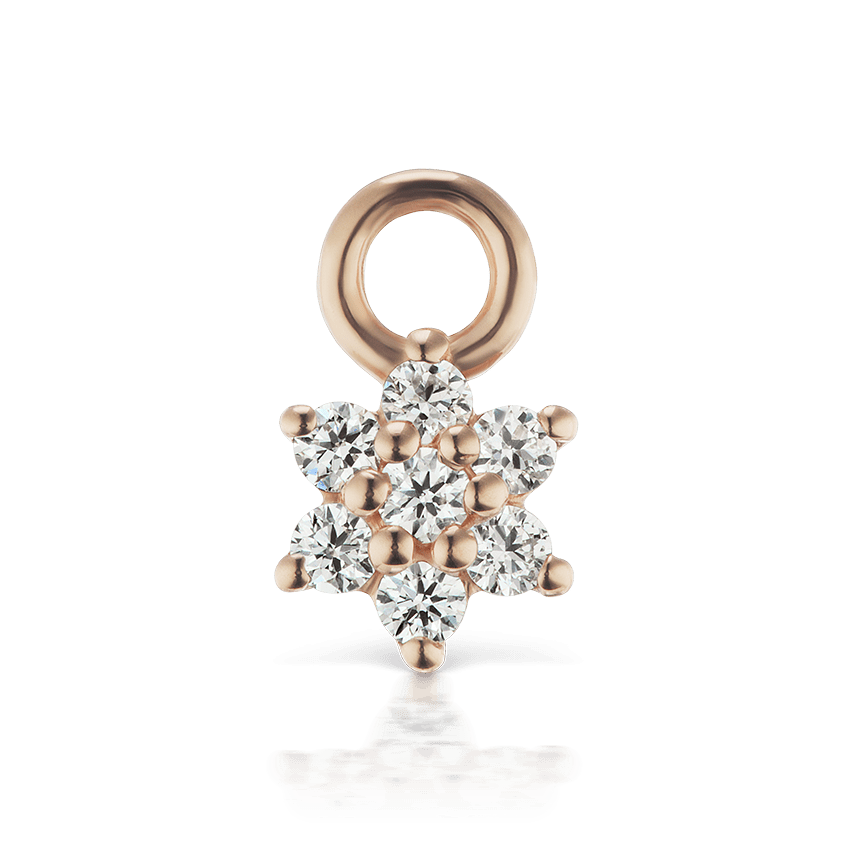 Diamond Flower Charm Rose Gold 4.5mm