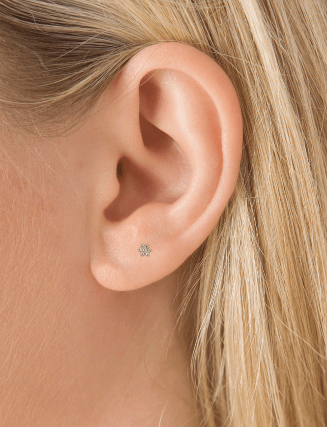 Diamond Flower Stud Earring Rose Gold 3mm