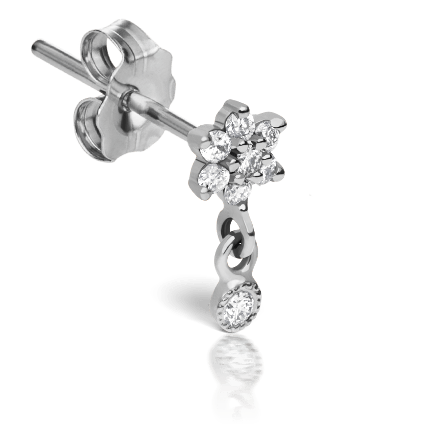 Diamond Flower with Dangle Stud Earring