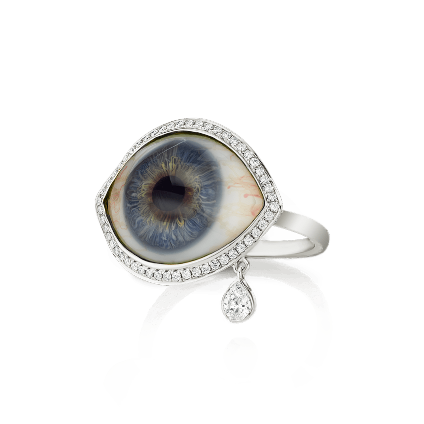 Diamond Halo Invisible Set Teardrop Eye Finger Ring