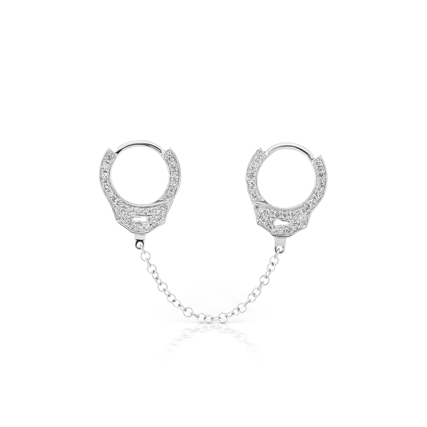 Diamond Handcuff with Medium Chain Hoop Earring