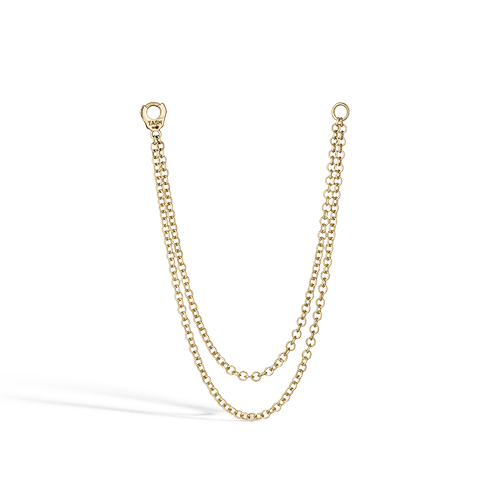Double Chain Connecting Charm Yellow Gold 76 mm