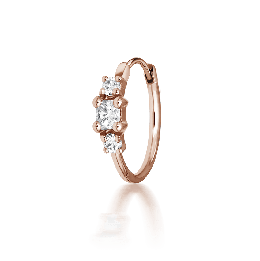 2mm Princess Diamond Hoop Earring (Non-Rotating)