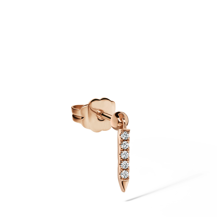 Diamond Eternity Bar Charm Stud Earring Rose Gold 7mm