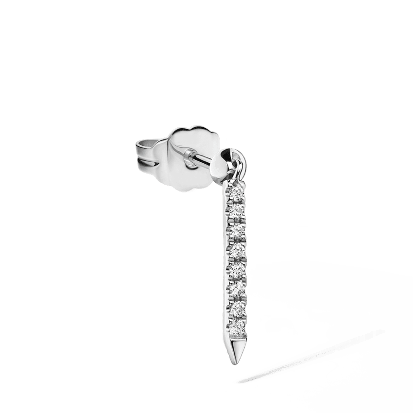 Diamond Eternity Bar Charm Stud Earring White Gold 11mm
