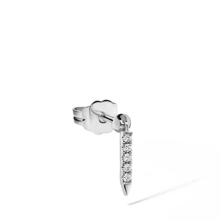 Diamond Eternity Bar Charm Stud Earring White Gold 7mm