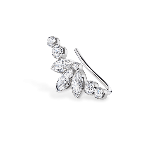 Invisible Diamond Lotus Open Garland Ear Climber