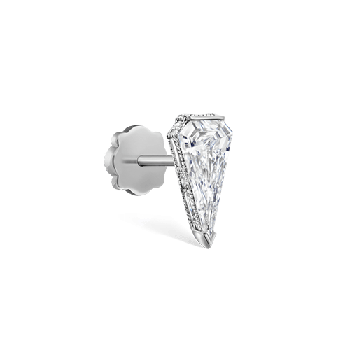 Engraved Silhouette Diamond Threaded Stud Earring