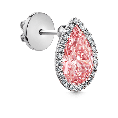 Pink Pear Diamond Pavé Stud Earring White Gold 1.53ct