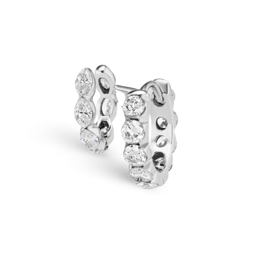 Invisible Set and Marquise Diamond Eternity Linked Rings White Gold 8mm, 6.5mm Right