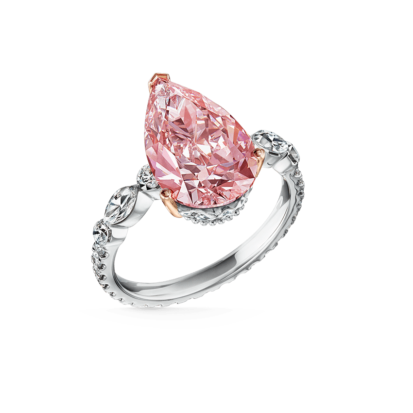 Pink Pear Diamond Eternity Finger Ring