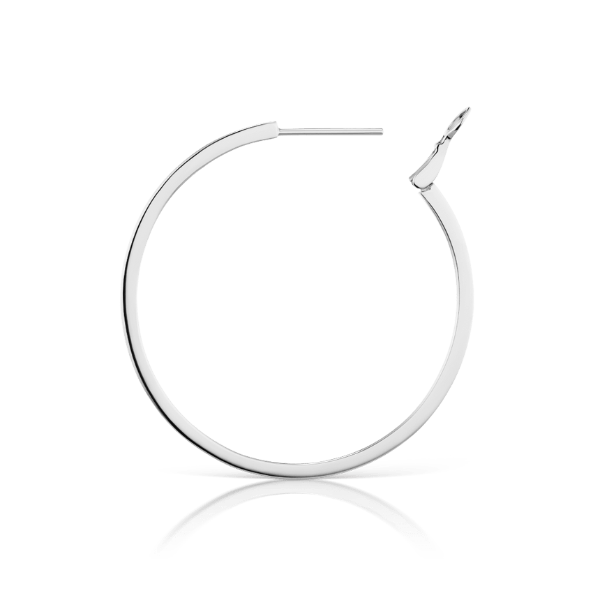 Flat Hoop Earring White Gold 31mm