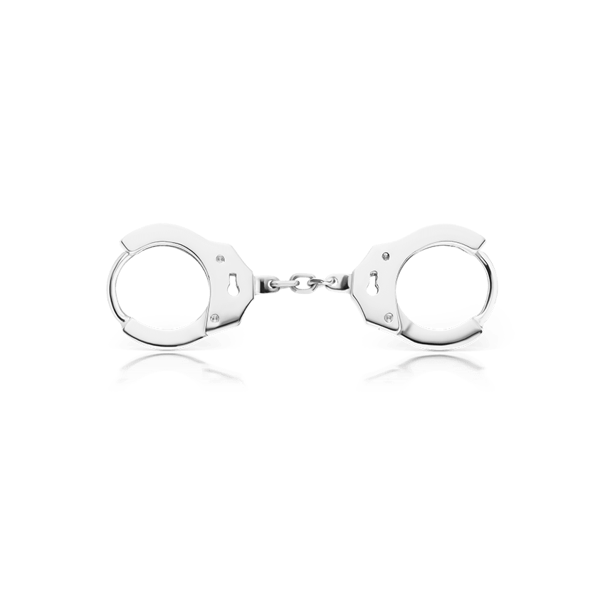 Handcuff Hoop Earring with Short Chain White Gold 6.5mm