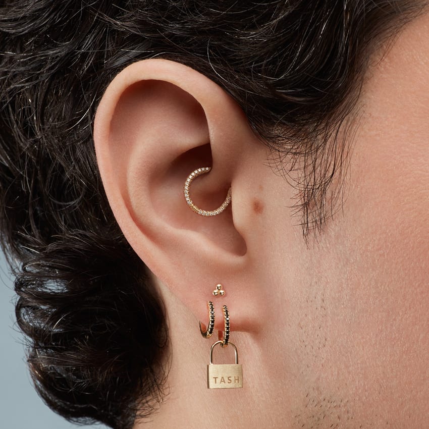 Ball Trinity Threaded Stud Earring Yellow Gold 3.5mm