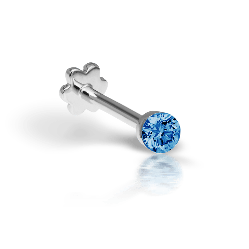 Invisible Set Blue Diamond Threaded Stud Earring