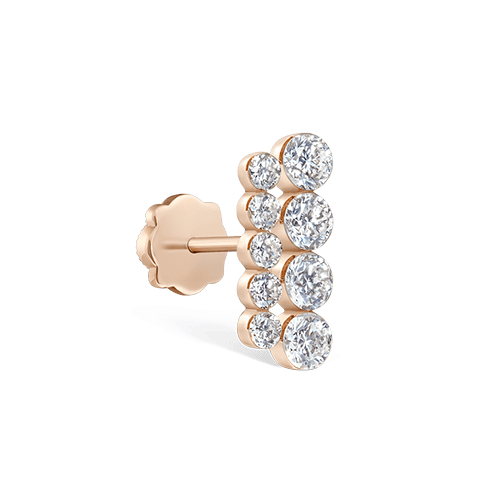 Invisible Set Diamond Apsara Bar Threaded Stud Earring Rose Gold 11mm