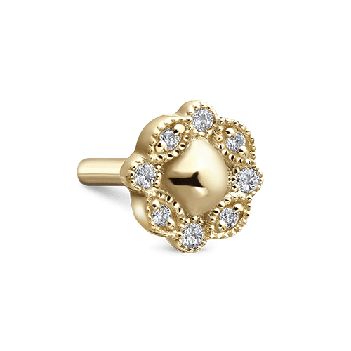 Invisible Set Diamond Apsara Curve Threaded Stud Earring Yellow Gold