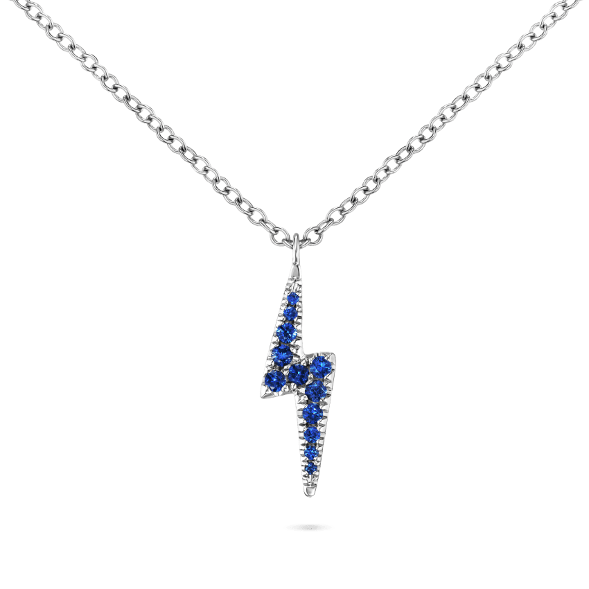Diamond and Sapphire Lightning Bolt Necklace