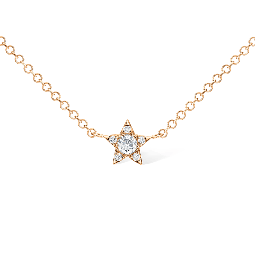 5.5mm Diamond Star Necklace Rose Gold 16 Inches