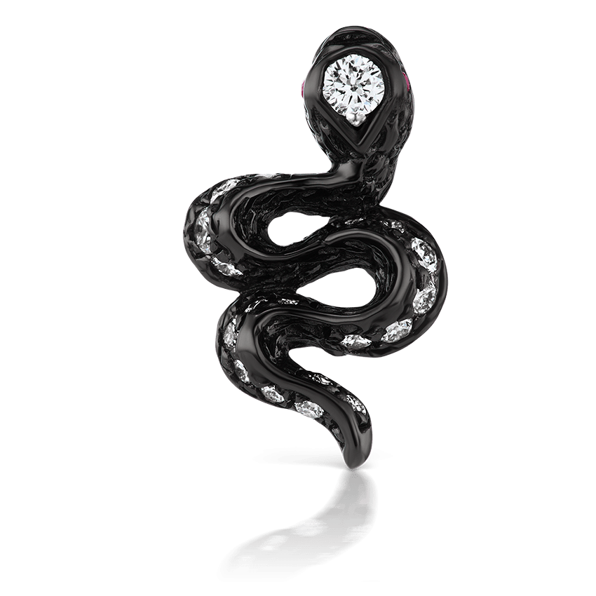 Large Diamond Pavé Snake with Ruby Eyes Frontal