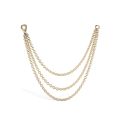 Triple Chain Connecting Charm Yellow Gold 76 mm