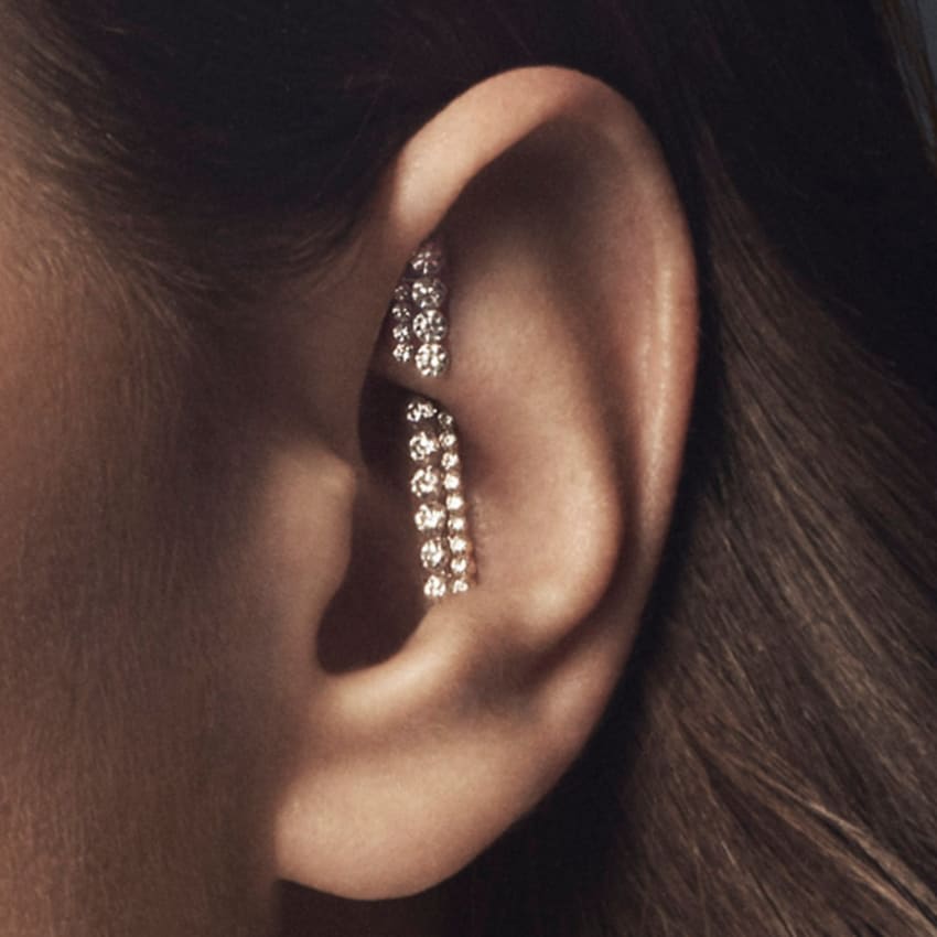 Invisible Set Diamond Apsara Bar Threaded Stud Earring Rose Gold 11mm