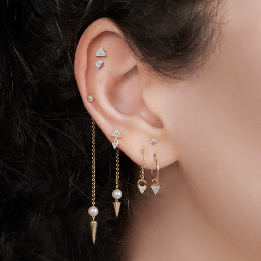 Diamond Triangle Charm Rose Gold 2.5mm