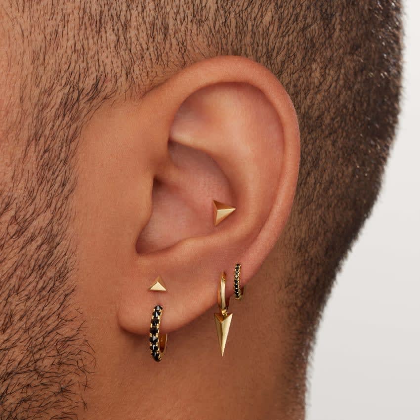 Black Diamond Eternity Hoop Earring White Gold 6.5mm