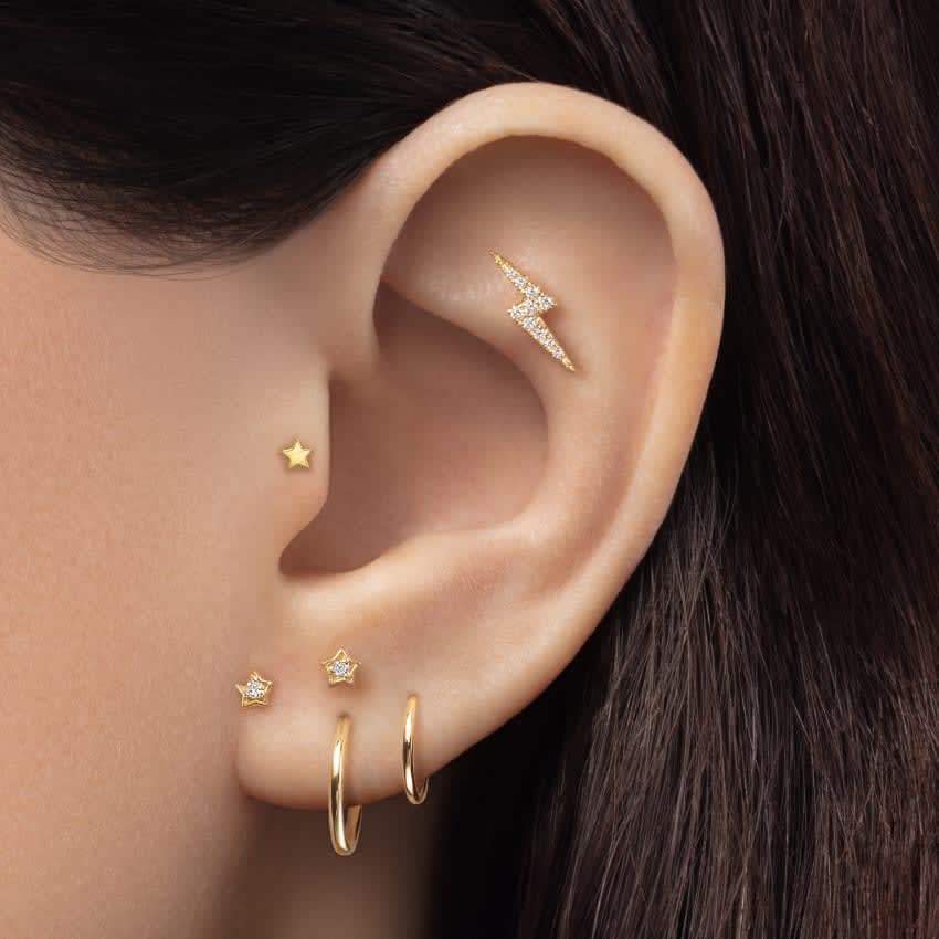 Plain Star Threaded Stud Earring Rose Gold 2.5mm