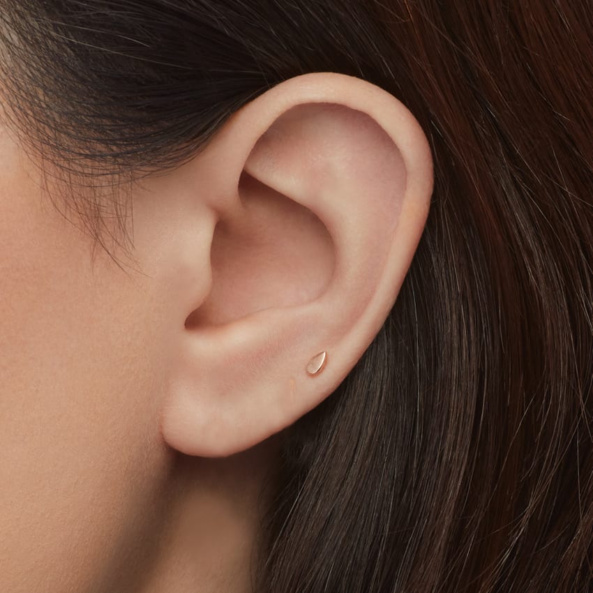 Plain Pear Shaped Threaded Stud Earring Rose Gold 4mm