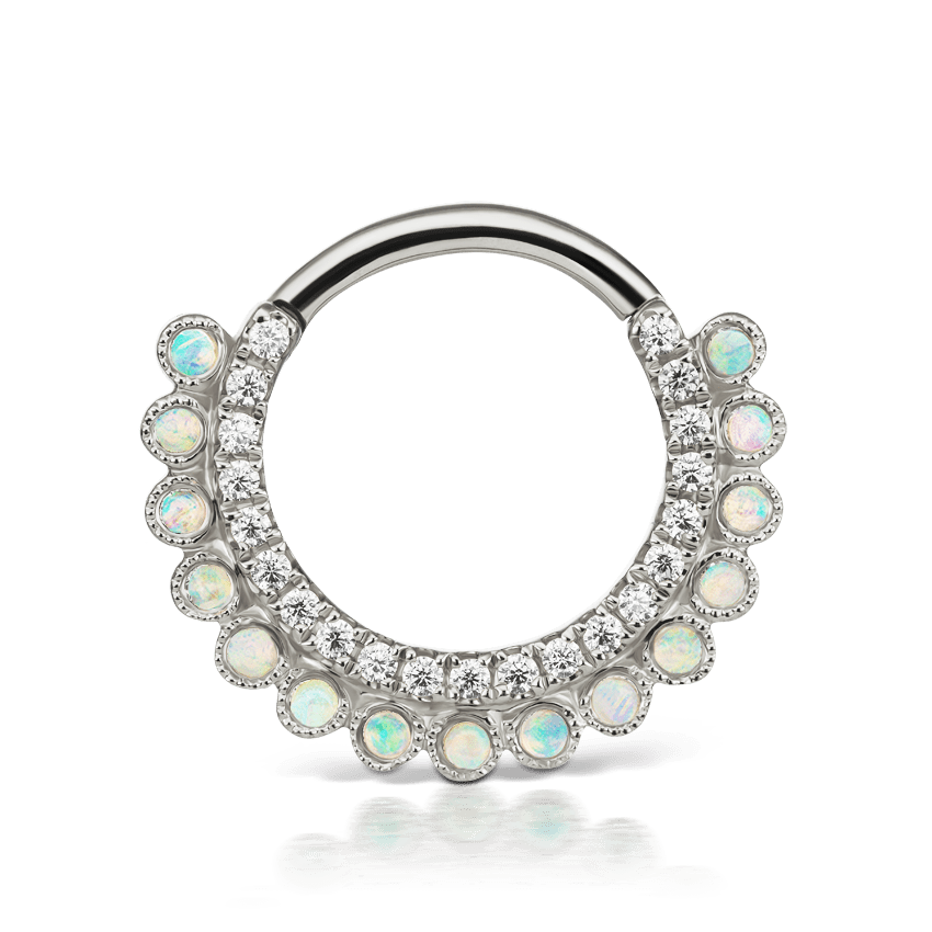 Opal and Cubic Zirconia Apsara Hoop Earring
