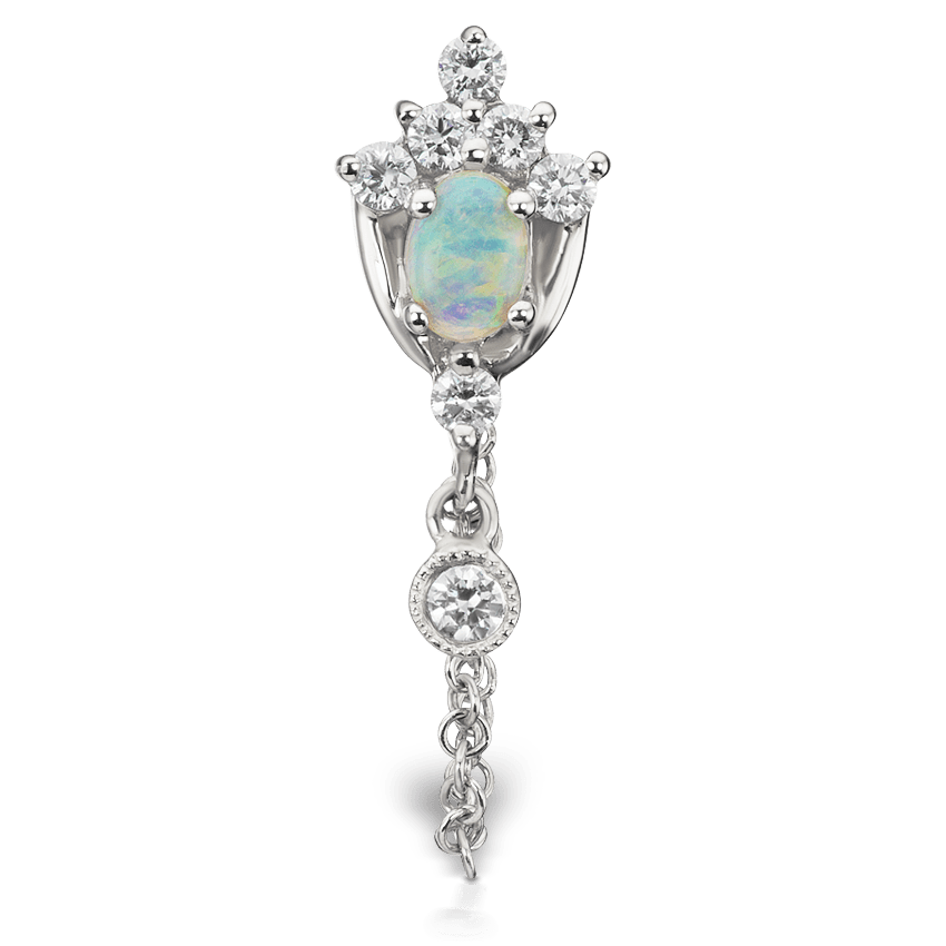 Opal Diamond Tiara with Dangle One Chain Stud Earring