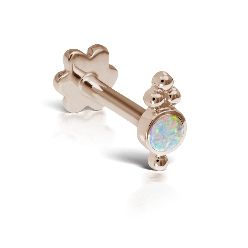 Opal Four Ball Trinity Threaded Stud Earring Rose Gold