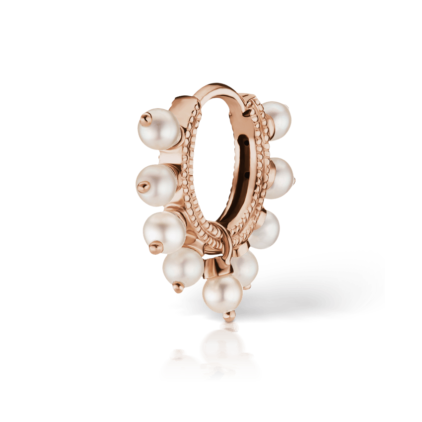 Pearl Coronet Hoop Earring Rose Gold 6.5mm