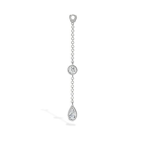 Pendulum Charm Scalloped Set Pear and Round Diamond