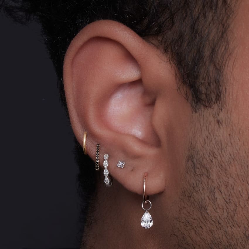 Diamond Lucky Clover Threaded Stud Earring