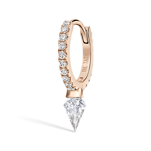 Silhouette Diamond Short Spike Eternity Hoop Earring Rose Gold 8mm