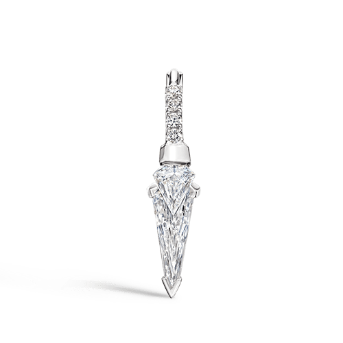 Silhouette Diamond Triple Long Spike Eternity Hoop Earring White Gold 6.5mm