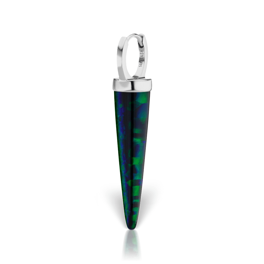 Single Black Opal Grand Spike Hoop Earring