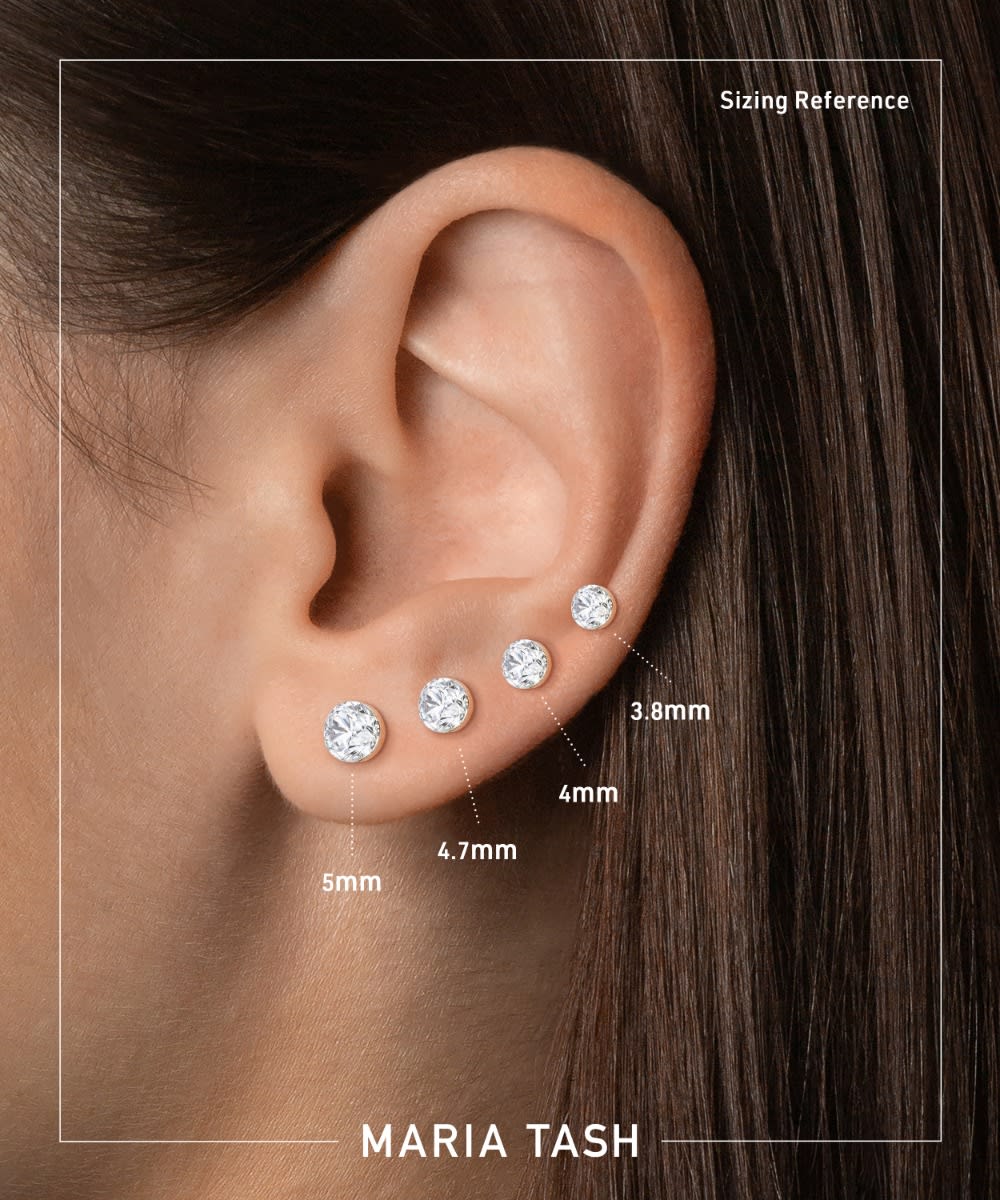 Invisible Diamond Threaded Stud Earring with Diamond Back White Gold 5mm