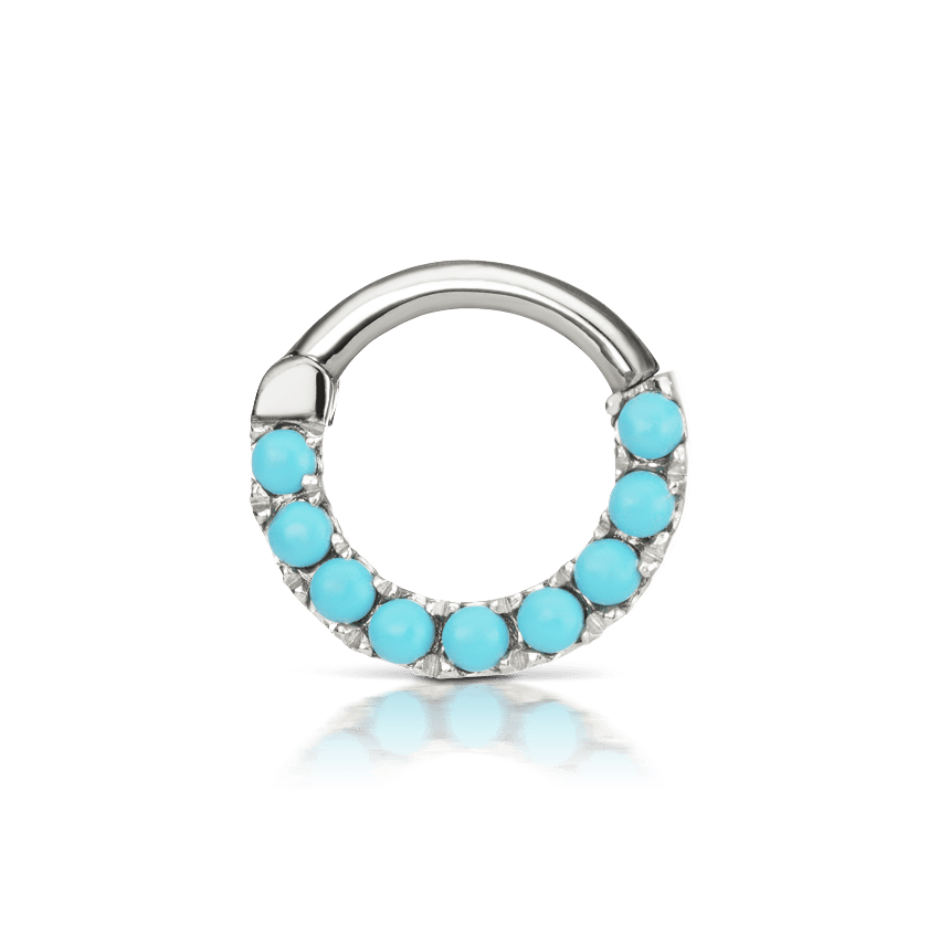 Turquoise Horizontal Eternity Hoop Earring