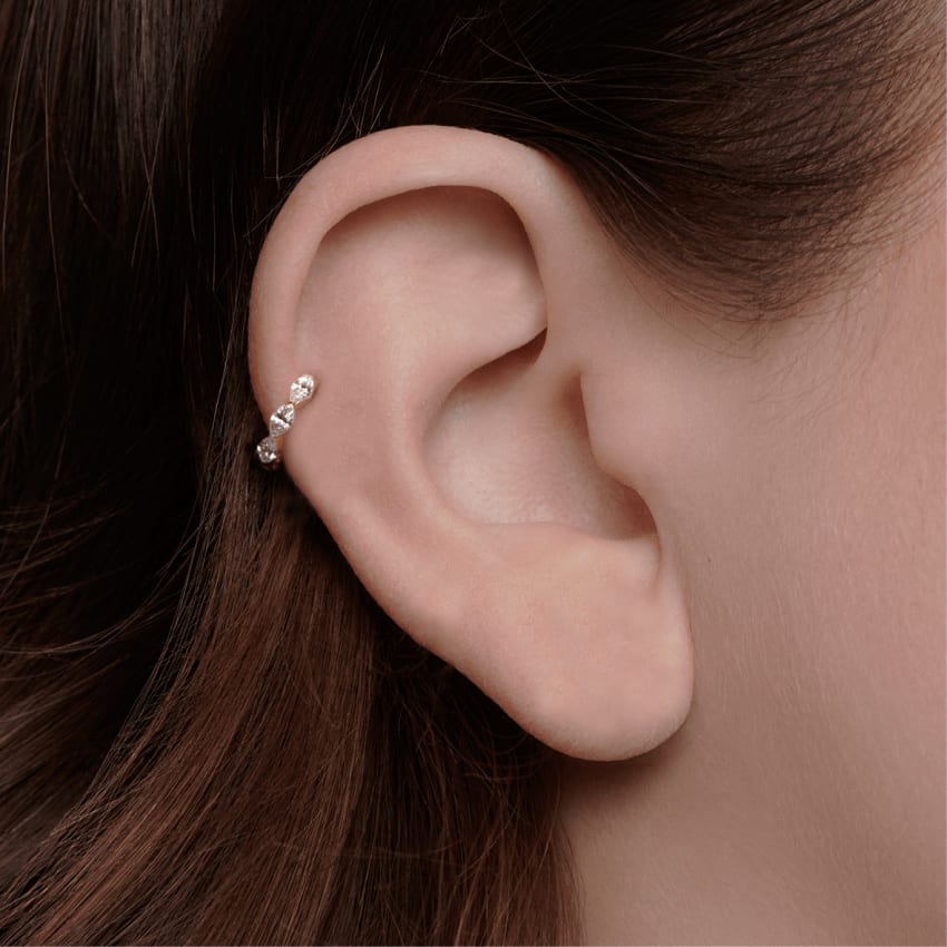 Invisible Set Diamond Marquise Eternity Hoop Earring Rose Gold 6.5mm