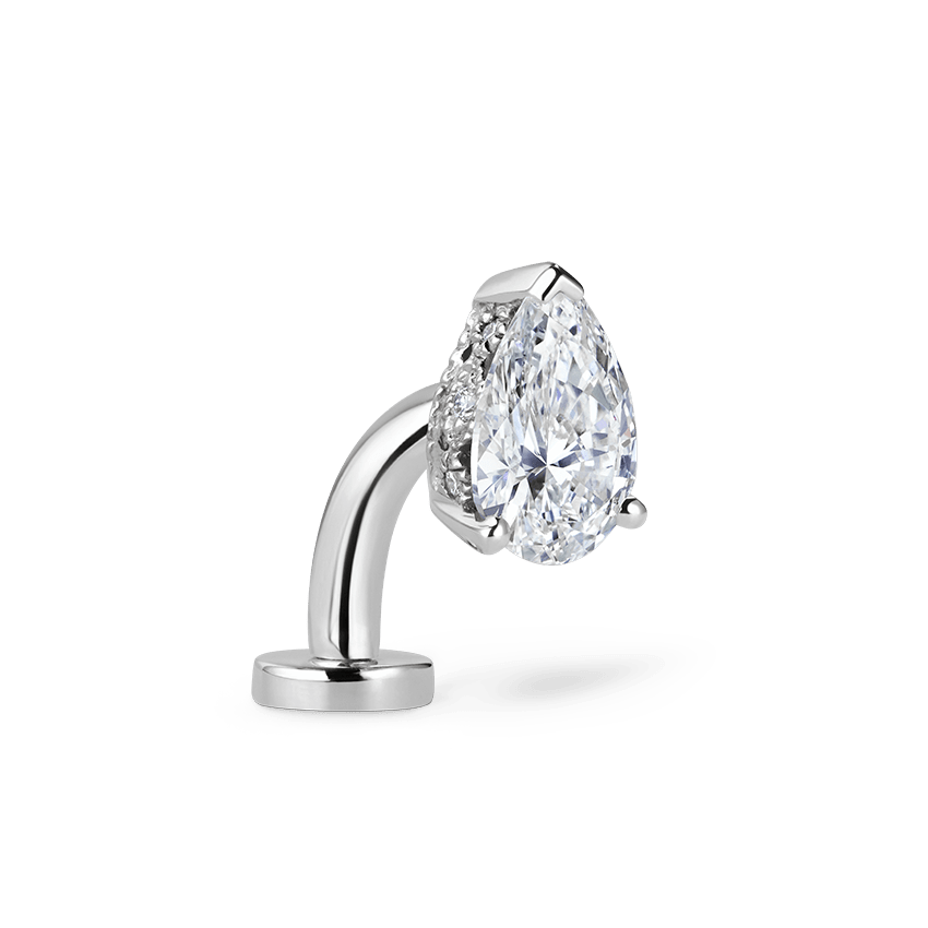 Pear Diamond Engraved Navel Floater