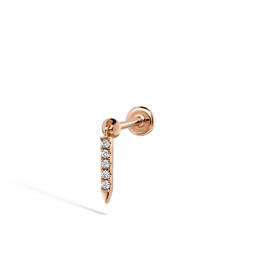 Diamond Eternity Bar Charm Threaded Stud Earring Rose Gold 7mm